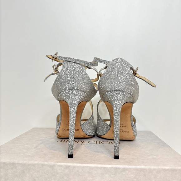 Jimmy Choo Lang Glittered Sandals - Picture 2 of 7